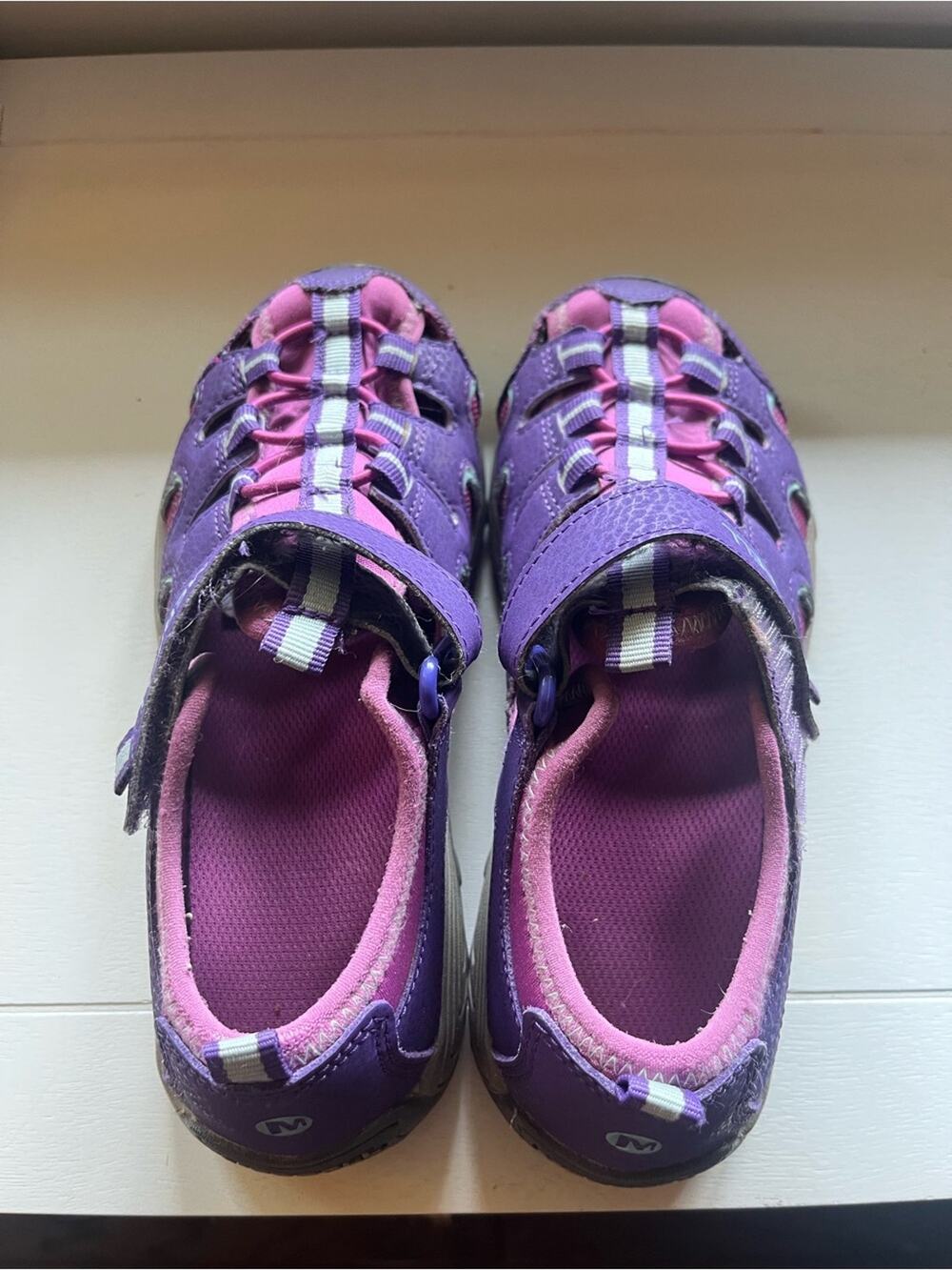 Kids Merrell Hydro H20 Hiking Water Closed Toe Sandals Girls Size 3 Pink Purple